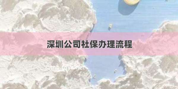 深圳公司社保办理流程