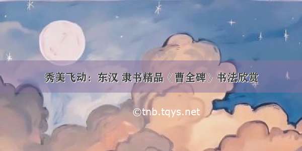 秀美飞动：东汉 隶书精品《曹全碑》书法欣赏