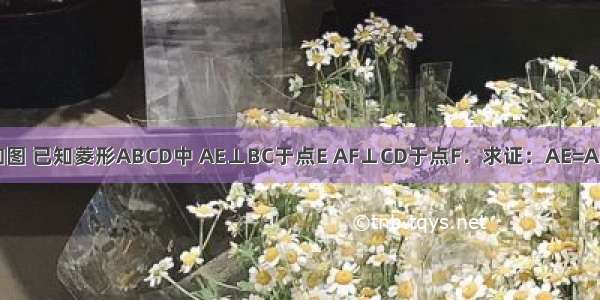 如图 已知菱形ABCD中 AE⊥BC于点E AF⊥CD于点F．求证：AE=AF．