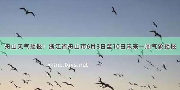 舟山天气预报！浙江省舟山市6月3日至10日未来一周气象预报