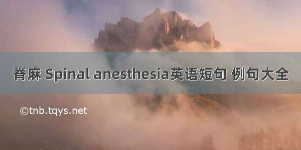 脊麻 Spinal anesthesia英语短句 例句大全