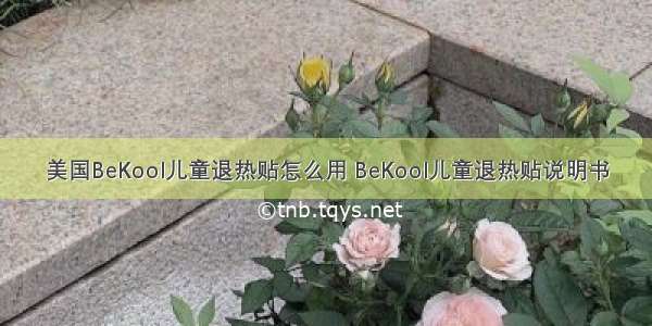 美国BeKool儿童退热贴怎么用 BeKool儿童退热贴说明书