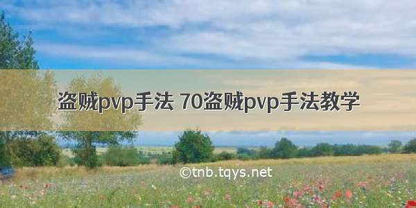 盗贼pvp手法 70盗贼pvp手法教学