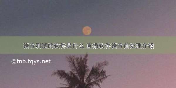 语音测试的软件是什么 直播软件语音前处理介绍