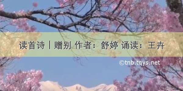 读首诗｜赠别 作者：舒婷 诵读：王卉