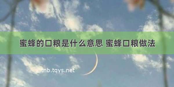 蜜蜂的口粮是什么意思 蜜蜂口粮做法