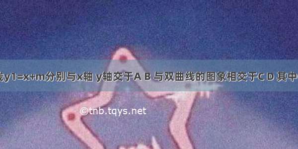 如图 直线y1=x+m分别与x轴 y轴交于A B 与双曲线的图象相交于C D 其中C（-1 2）