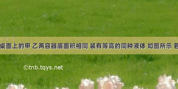 放在水平桌面上的甲 乙两容器底面积相同 装有等高的同种液体 如图所示 若容器的质