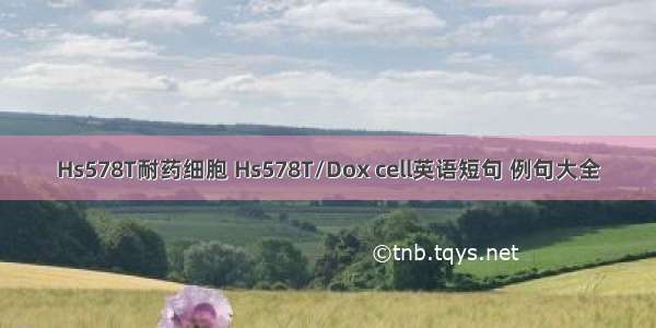 Hs578T耐药细胞 Hs578T/Dox cell英语短句 例句大全