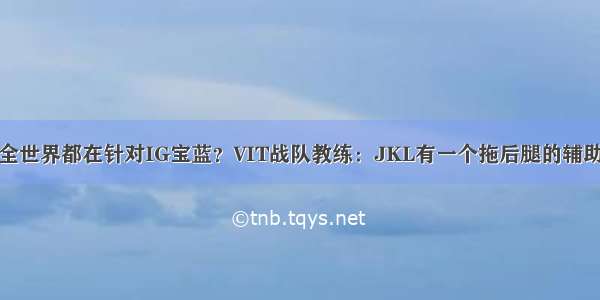 全世界都在针对IG宝蓝？VIT战队教练：JKL有一个拖后腿的辅助