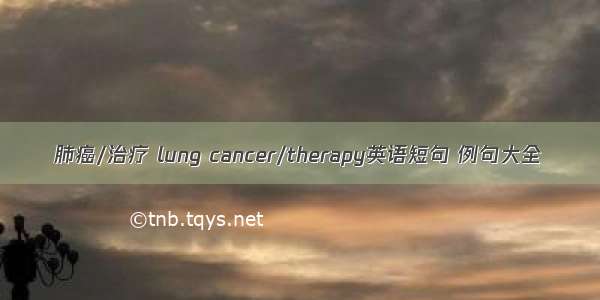 肺癌/治疗 lung cancer/therapy英语短句 例句大全