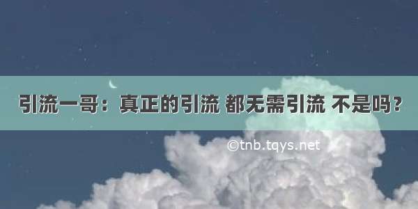 引流一哥：真正的引流 都无需引流 不是吗？