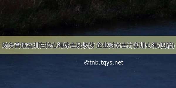 财务管理实训在校心得体会及收获 企业财务会计实训心得(四篇)