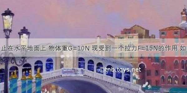 已知物体静止在水平地面上 物体重G=10N 现受到一个拉力F=15N的作用 如图所示 试画