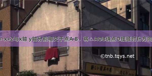 如图 直线y=-x+2与x轴 y轴分别相交于点A B．将△AOB绕点O按顺时针方向旋转α角（0