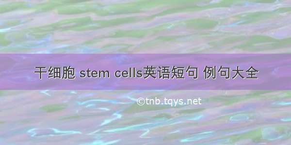 干细胞 stem cells英语短句 例句大全