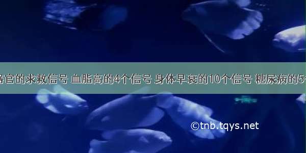 ​身体各器官的求救信号 血脂高的4个信号 身体早衰的10个信号 糖尿病的5个信号 肝