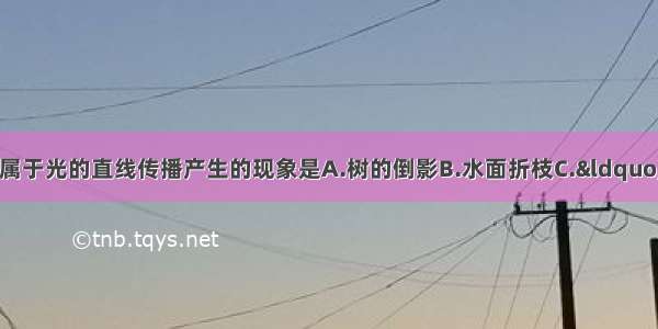 如图所示的现象中 属于光的直线传播产生的现象是A.树的倒影B.水面折枝C.“手影”艺术