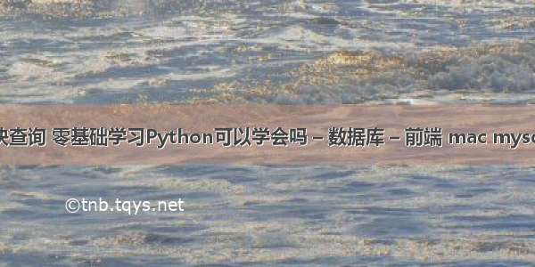 mysql分块查询 零基础学习Python可以学会吗 – 数据库 – 前端 mac mysql终端路径