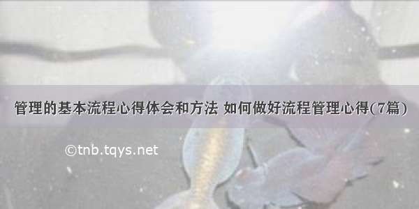 管理的基本流程心得体会和方法 如何做好流程管理心得(7篇)