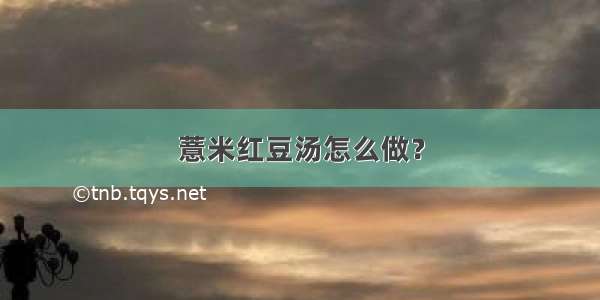 薏米红豆汤怎么做？