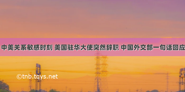 中美关系敏感时刻 美国驻华大使突然辞职 中国外交部一句话回应