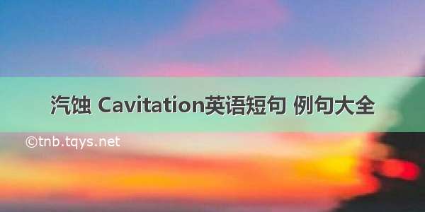 汽蚀 Cavitation英语短句 例句大全