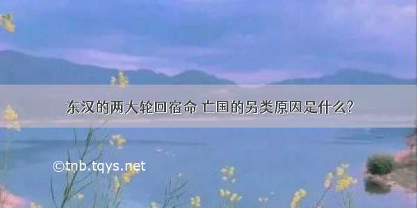 东汉的两大轮回宿命 亡国的另类原因是什么?