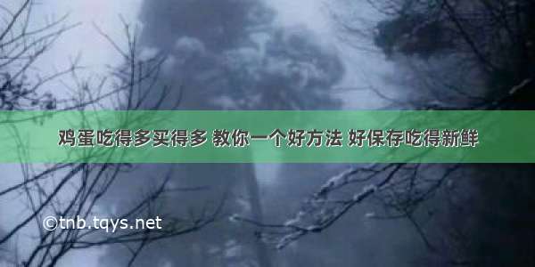 鸡蛋吃得多买得多 教你一个好方法 好保存吃得新鲜