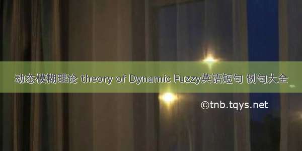 动态模糊理论 theory of Dynamic Fuzzy英语短句 例句大全