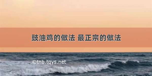 豉油鸡的做法 最正宗的做法