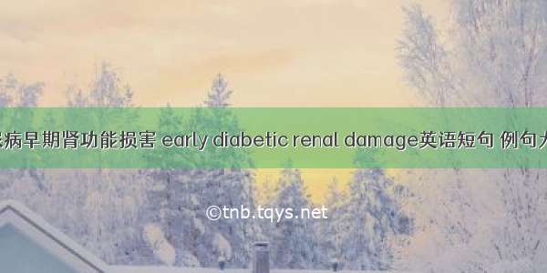 糖尿病早期肾功能损害 early diabetic renal damage英语短句 例句大全