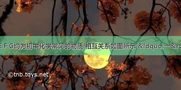 已知A B C D E F G均为初中化学常见的物质 相互关系如图所示 “→”表示转化