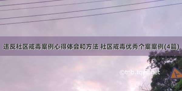 违反社区戒毒案例心得体会和方法 社区戒毒优秀个案案例(4篇)