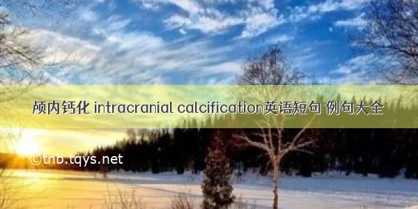 颅内钙化 intracranial calcification英语短句 例句大全