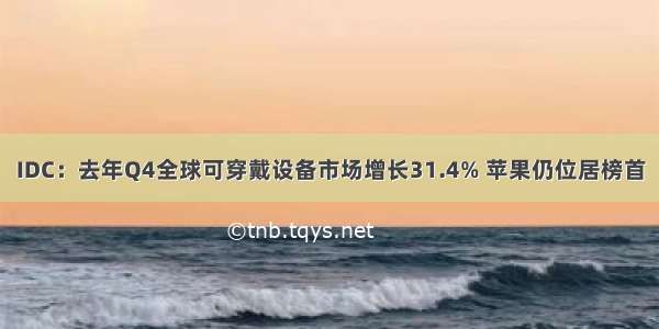 IDC：去年Q4全球可穿戴设备市场增长31.4% 苹果仍位居榜首