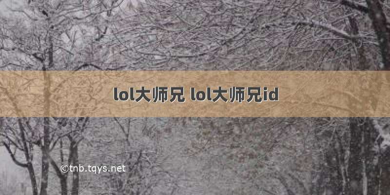 lol大师兄 lol大师兄id