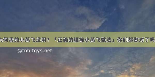 为何我的小燕飞没用？「正确的腰痛小燕飞做法」你们都做对了吗？