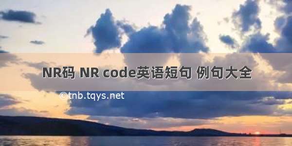 NR码 NR code英语短句 例句大全