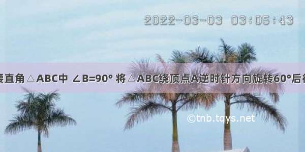 如图 在等腰直角△ABC中 ∠B=90° 将△ABC绕顶点A逆时针方向旋转60°后得到△AB′C