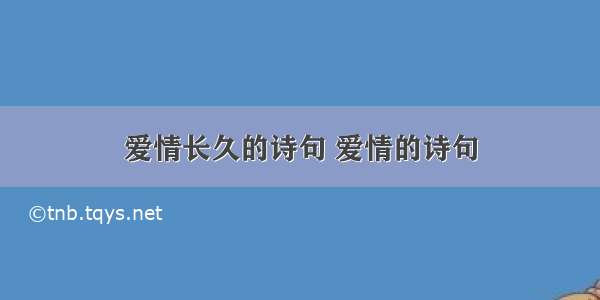 爱情长久的诗句 爱情的诗句