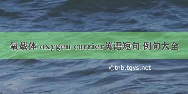 氧载体 oxygen carrier英语短句 例句大全