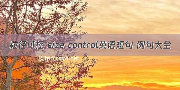 粒径可控 size control英语短句 例句大全