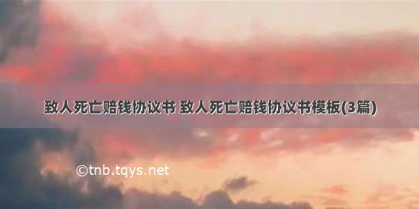 致人死亡赔钱协议书 致人死亡赔钱协议书模板(3篇)