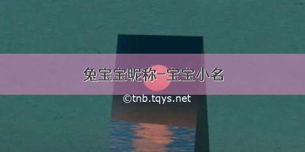 兔宝宝昵称-宝宝小名