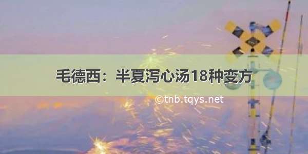 毛德西：半夏泻心汤18种变方