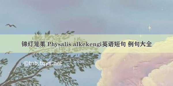 锦灯笼果 Physalis alkekengi英语短句 例句大全