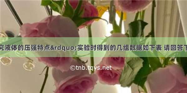 小明做“研究液体的压强特点”实验时得到的几组数据如下表 请回答下列问题：序号液体