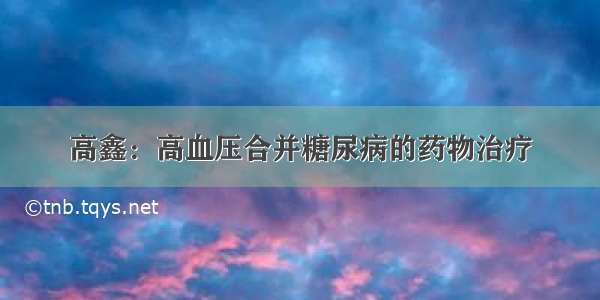 高鑫：高血压合并糖尿病的药物治疗