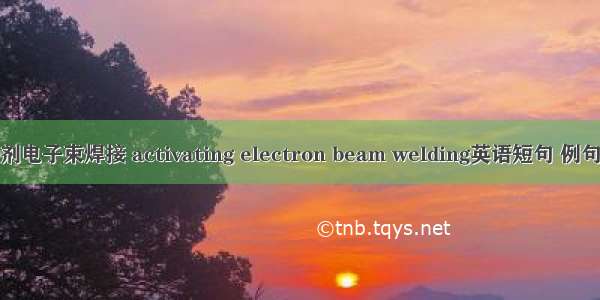 活性剂电子束焊接 activating electron beam welding英语短句 例句大全